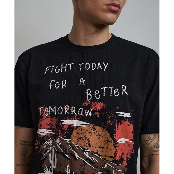 Reason T-Shirt Men’s L, XL Black Fight Today for a Better Tomorrow Embroidered - Picture 9 of 11